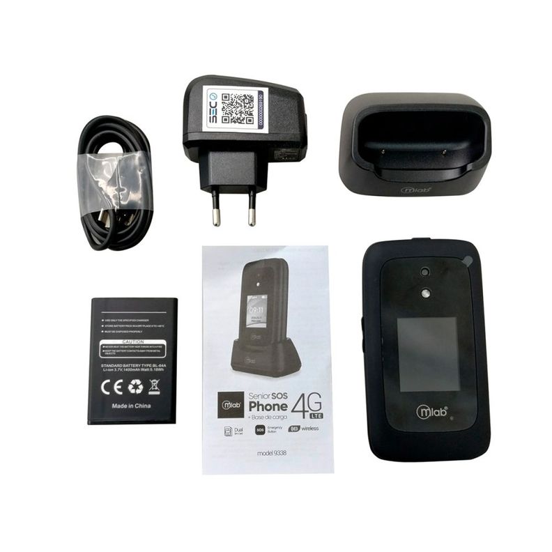 Mlab Celular Senior shell 4g sos 2.8 + base cargador negro-3