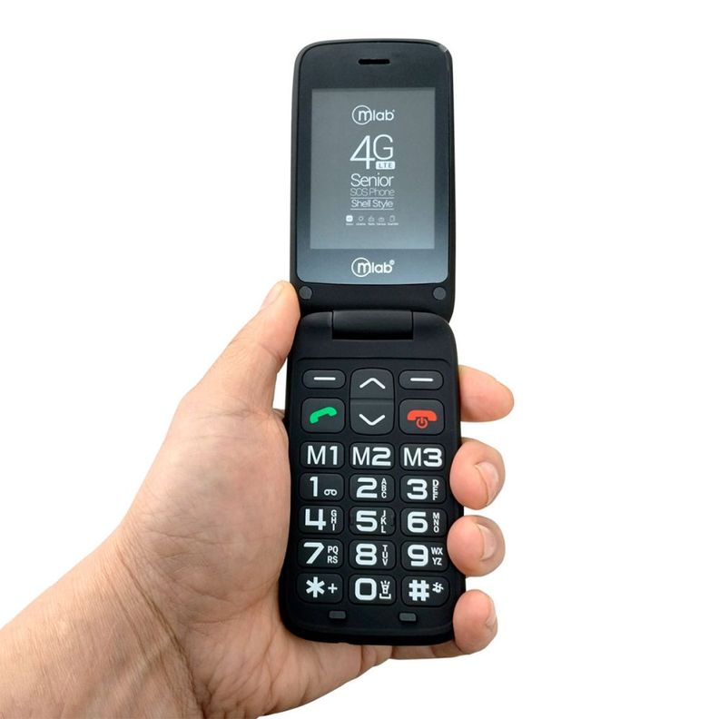 Mlab Celular Senior shell 4g sos 2.8 + base cargador negro-4