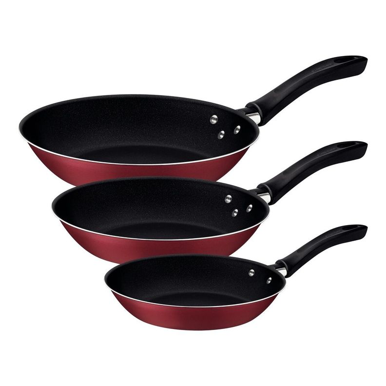 Juego De Sartenes Tramontina Linz 3pz Starflón Rojo