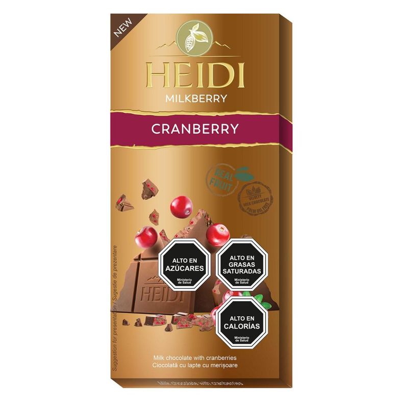 Pack 6 Tabletas De Chocolate Heidi Milkberry Cranberry 80g-1