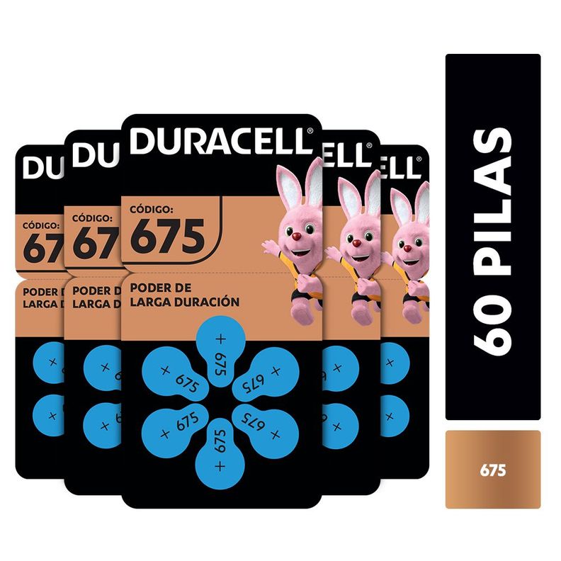 Pack 60 Pilas Duracell Audífono Tamaño 675-0