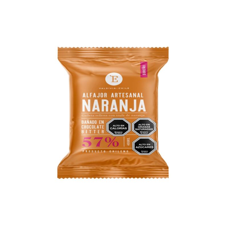 Alfajor artesanal Naranja Bitter Entrelagos 24x40 gr.-0