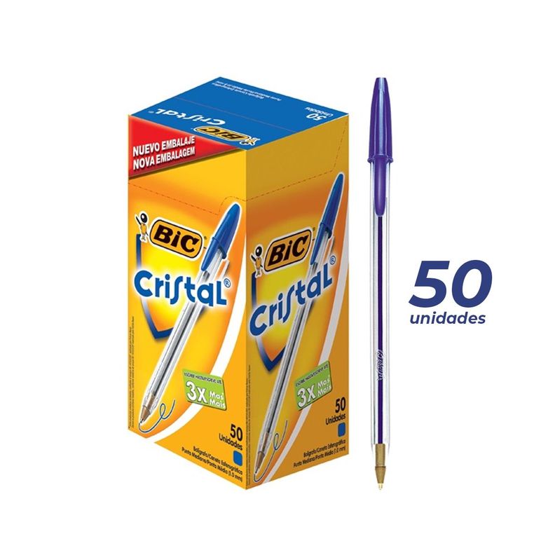 Lápiz Pasta Azul Bic Cristal Punta Media 50 unid-2