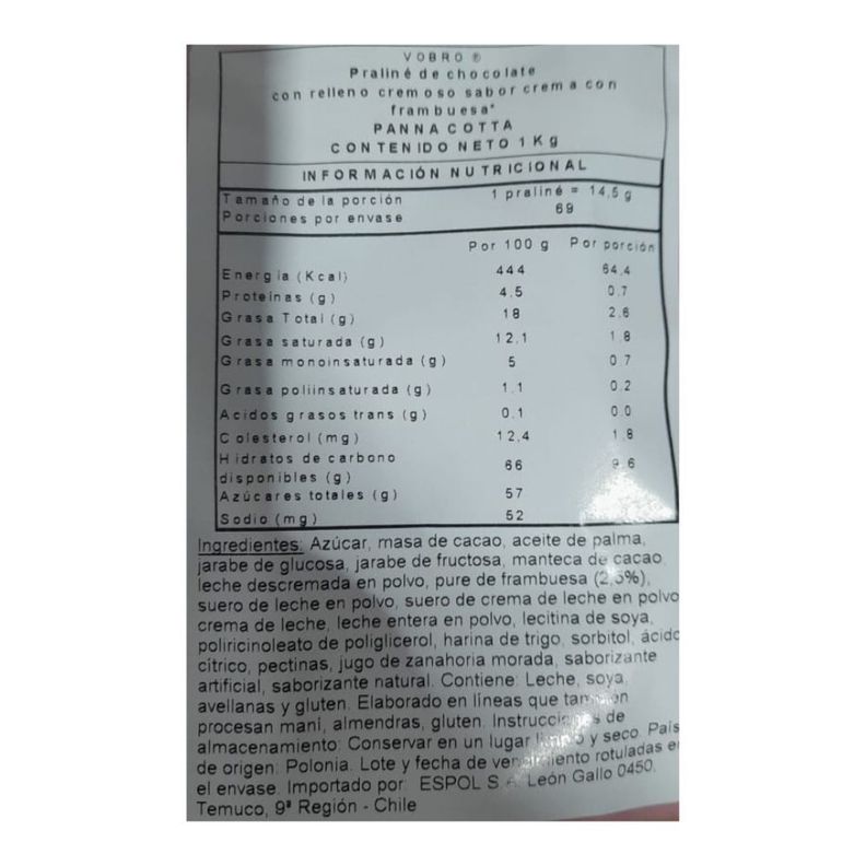 Bombón Chocolate panna cota Vobro 1kg-3