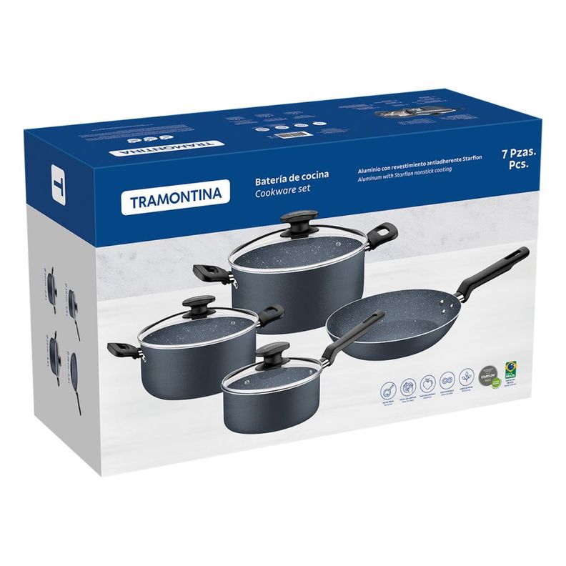 Tramontina Batería De Cocina 7 Piezas Azul-1