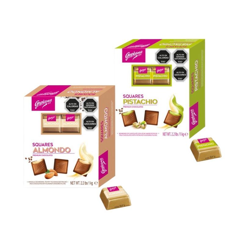 Pack Chocolate Bombón Goplana Pistacho 1kg + 1 Almendra 1kg-0
