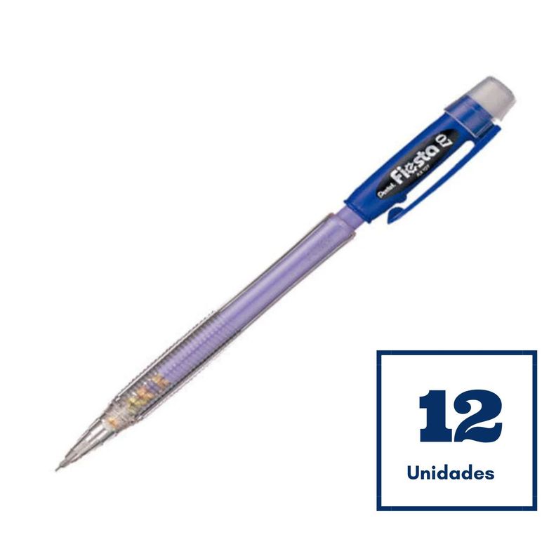 Portaminas Pentel Fiesta II 0.7mm Color Azul x12 ud-1