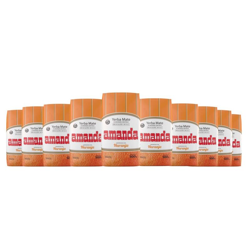 Pack 10 Yerba Mate Amanda sabor naranja 500gr-0
