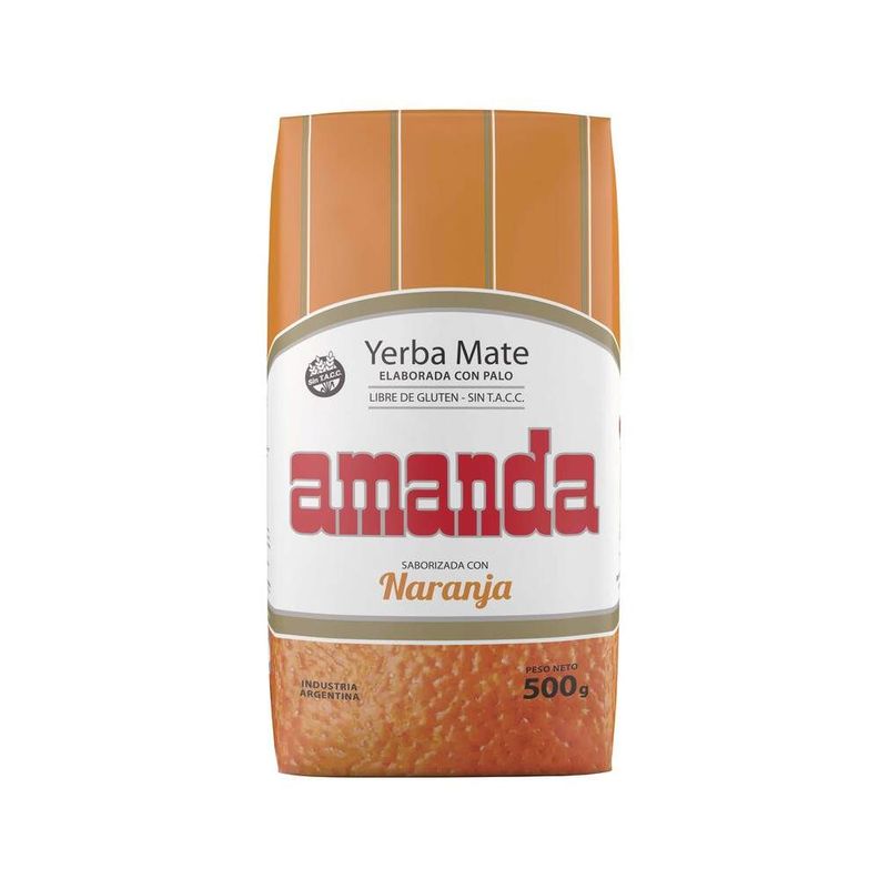 Pack 10 Yerba Mate Amanda sabor naranja 500gr-1