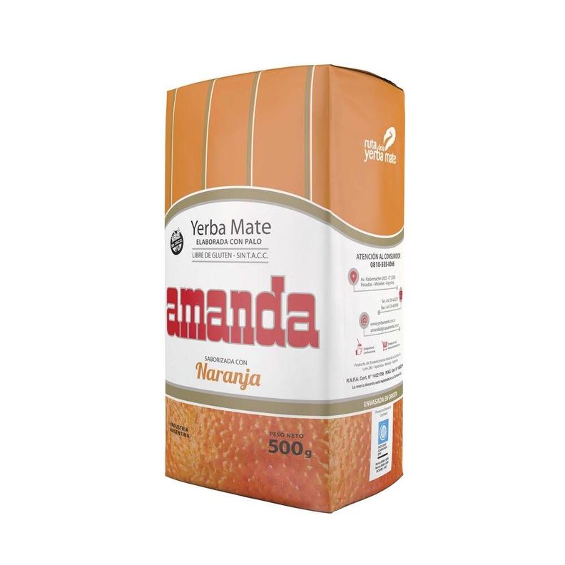 Pack 10 Yerba Mate Amanda sabor naranja 500gr-2