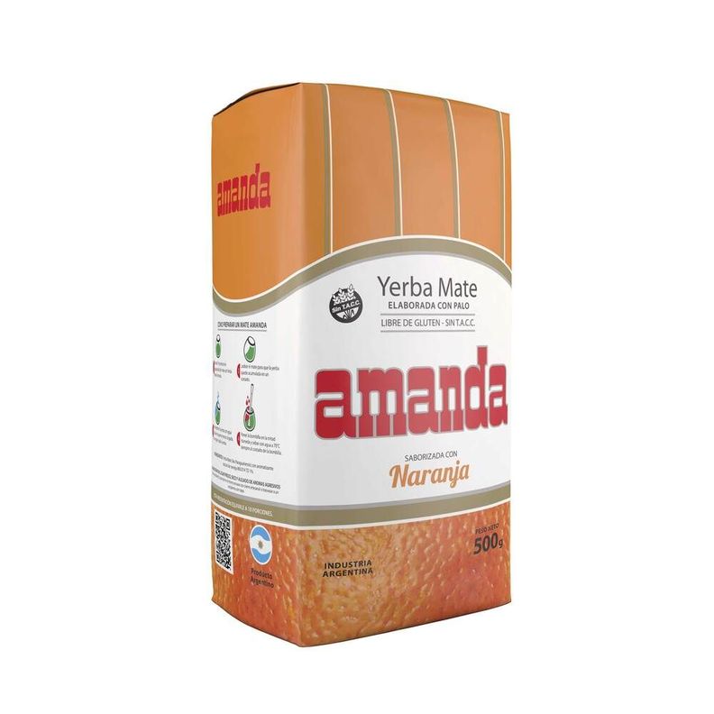 Pack 10 Yerba Mate Amanda sabor naranja 500gr-3