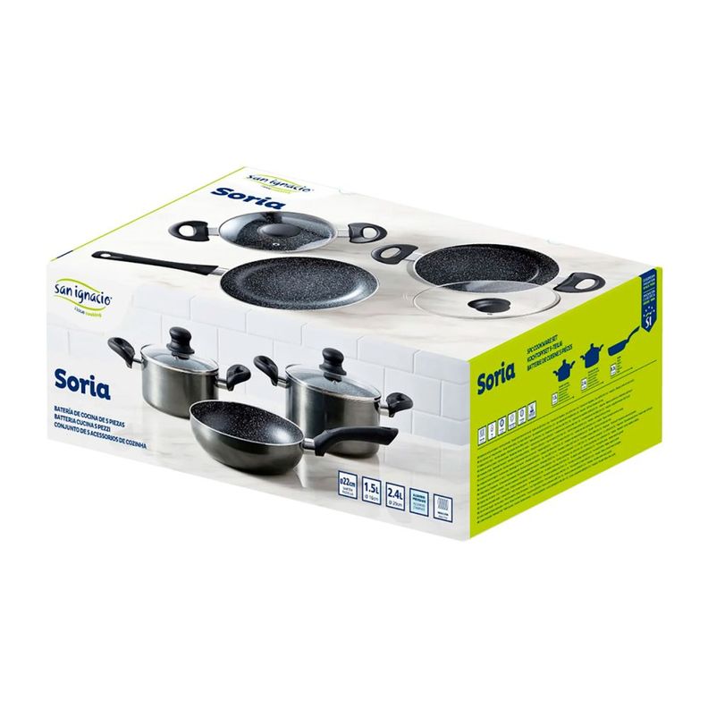Batería De Cocina Soria 5 piezas San Ignacio By Bergner-1