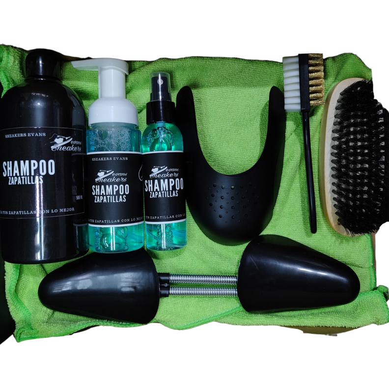 3 Shampoo zapatillas + Hormadores + Cepillo de cobre + Shields + Cepillo fineza media + Paño + Goma -0