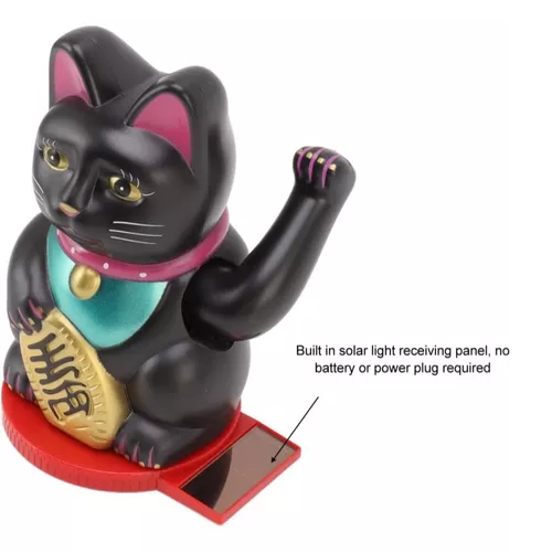Gato De La Suerte Solar Maneki Neko Feng Shui Fortuna Mano-1