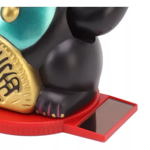 Gato De La Suerte Solar Maneki Neko Feng Shui Fortuna Mano-4