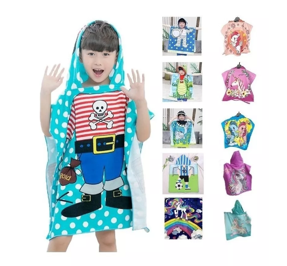Pack 12 Toalla De Baño Playa Nadar Capucha Niños Diseños-0