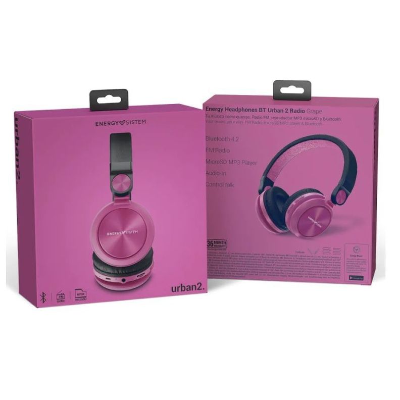 Audífonos Bluetooth Inalámbrico Energy Sistem Urban 2 Radio violeta-4