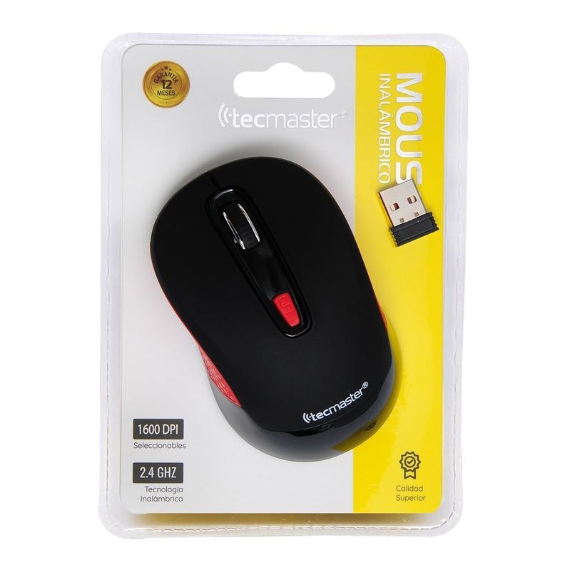 Mouse Optico Inalambrico Tecmaster 382 Rojo-2