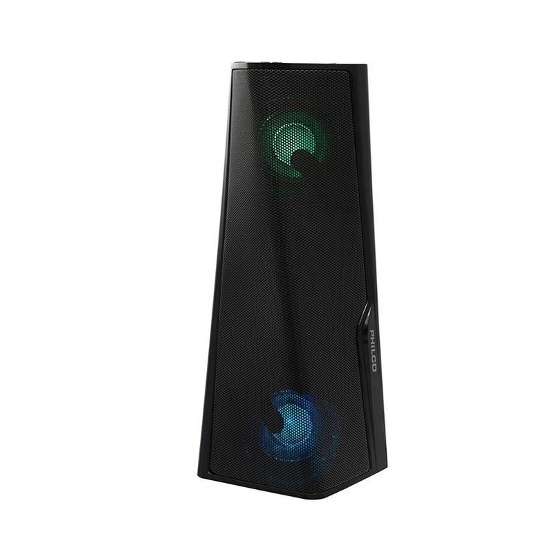 Parlante Philco Portatil Bluetooth Negro Tws Tower Rgb