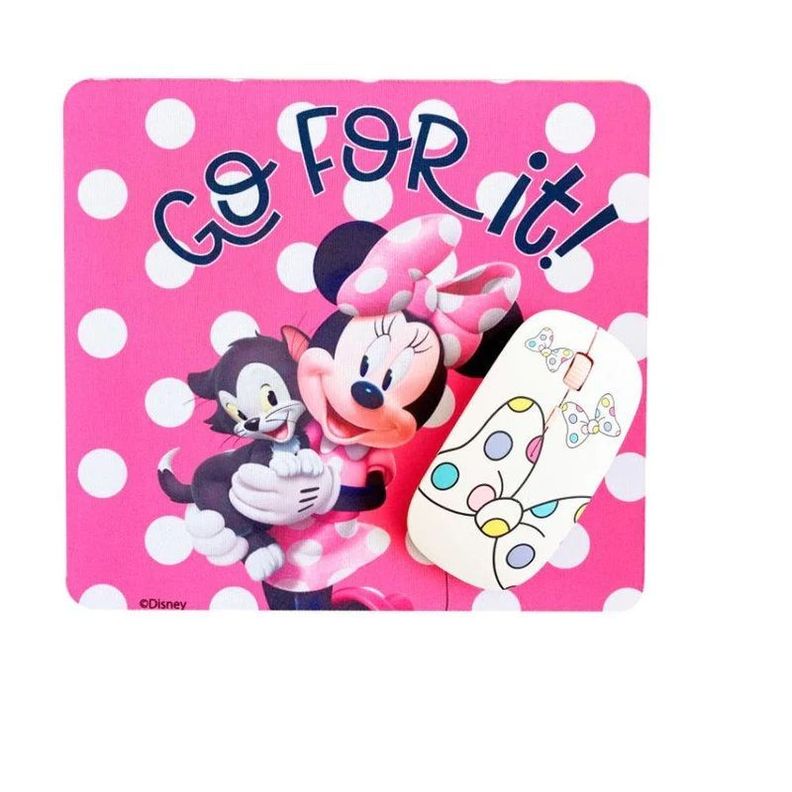 Kit Mouse Inalámbrico + Mouse Pad Disney Minnie-0