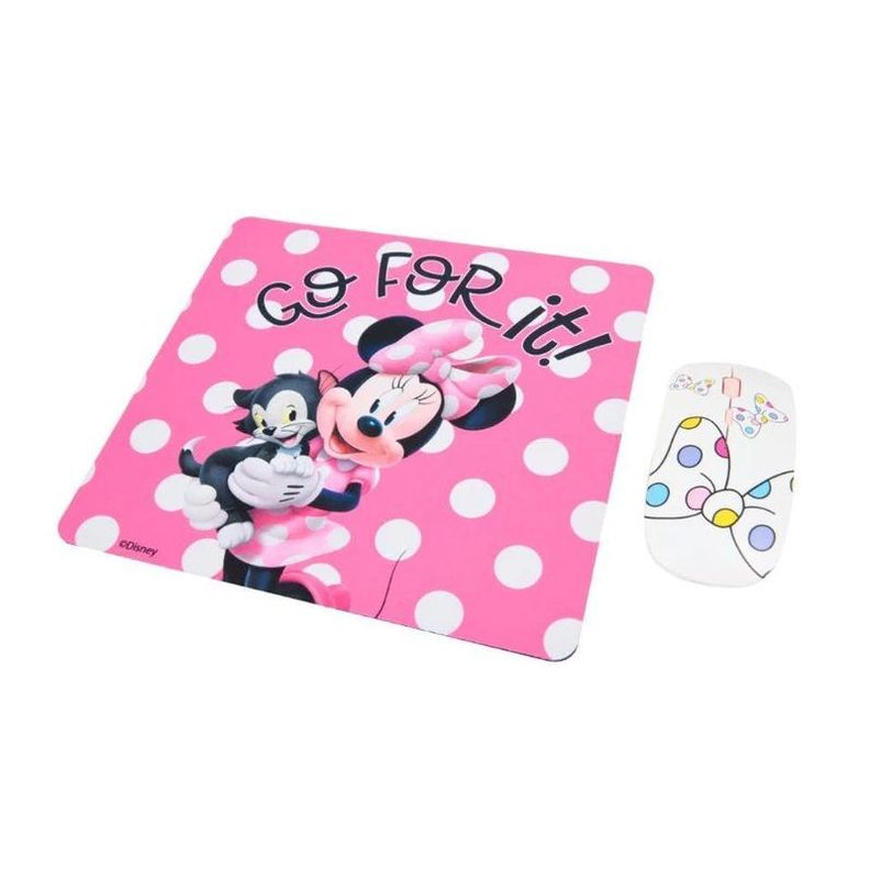 Kit Mouse Inalámbrico + Mouse Pad Disney Minnie-1