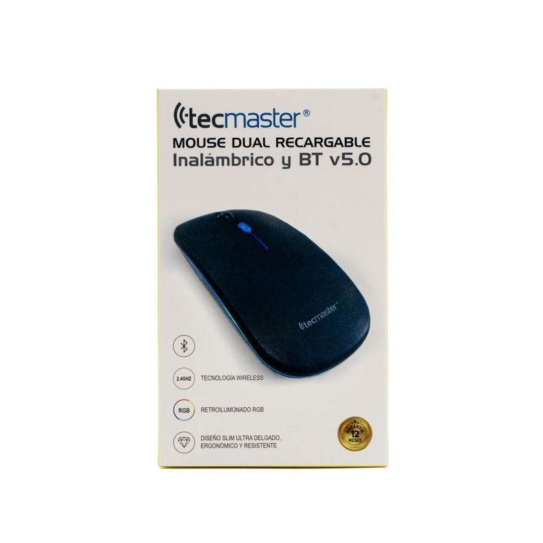 Mouse Dual Recargable Inalámbrico Bluetooth Tecmaster-4
