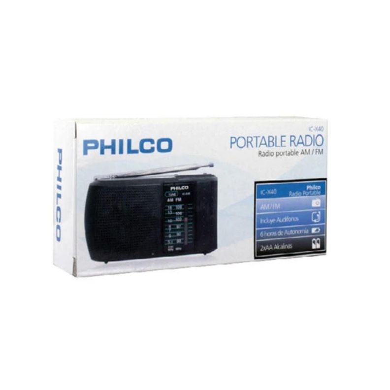 Radio Portátil Philco ICX-40, Con Audífono, AM-FM, 2 pilas AA-4