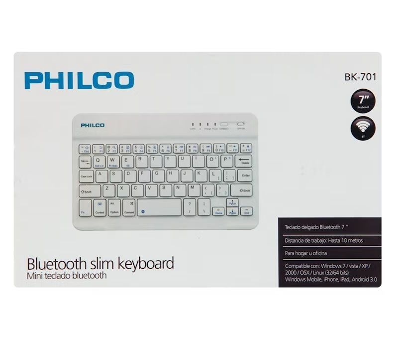 Teclado Mini Bluetooth Philco B1001 Blanco Qwerty-2