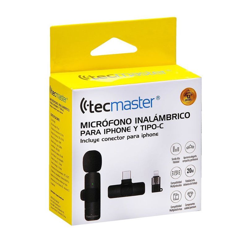 Micrófono Inalámbrico Para iPhone iPad Y Android Tecmaster-2