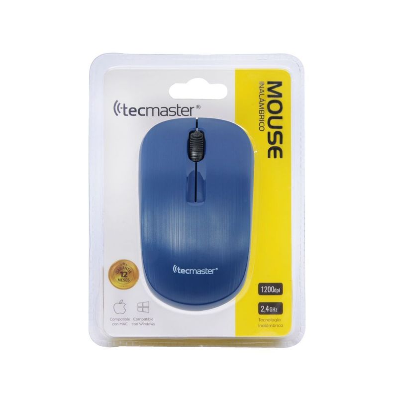 Mouse Inalámbrico Ambidiestro Azul-2