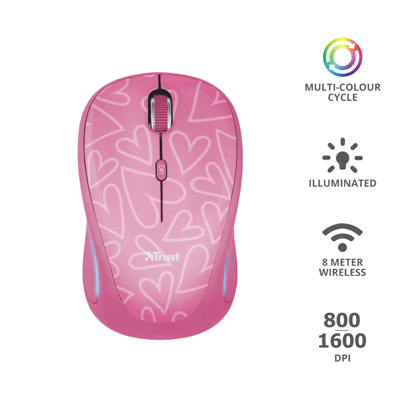 Mouse rosado inalámbrico yvi fx wireless trust-1