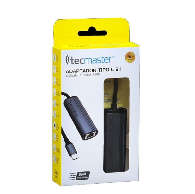 Adaptador Hub Tipo C a Rj45 Aluminio Tecmaster-1