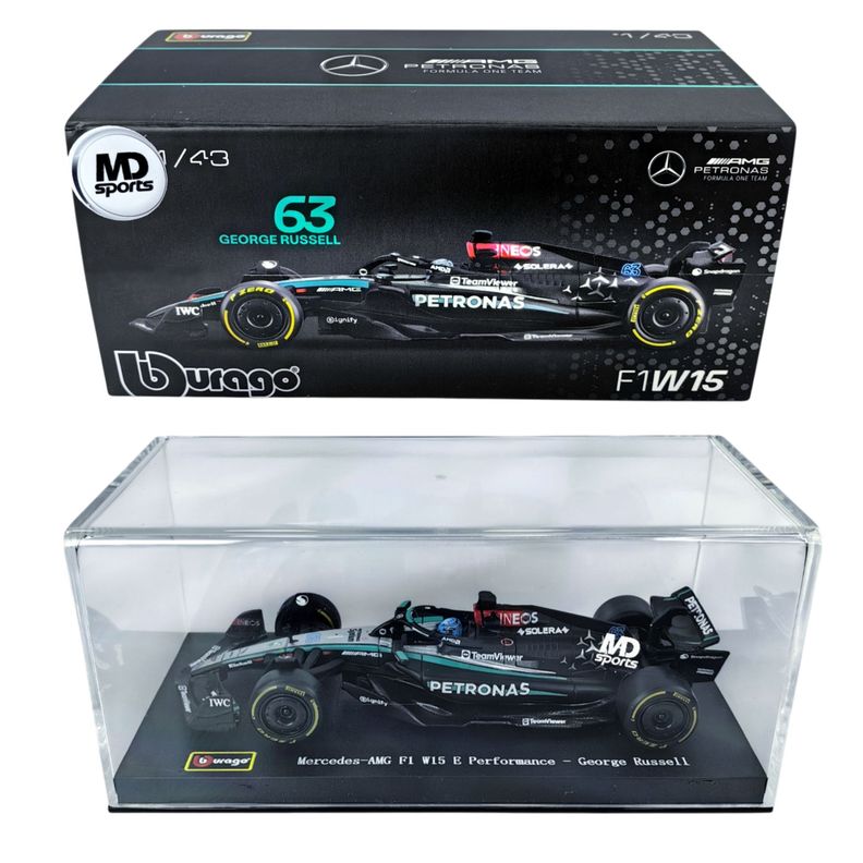 Auto F1 Mercedes W15 2024 #63 Russell Caja Acrilica 1:43-1