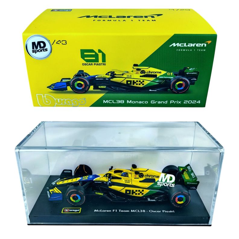 Auto F1 Mclaren MCL38 2024 Senna #81 Piastri Caja Acril 1:43-1