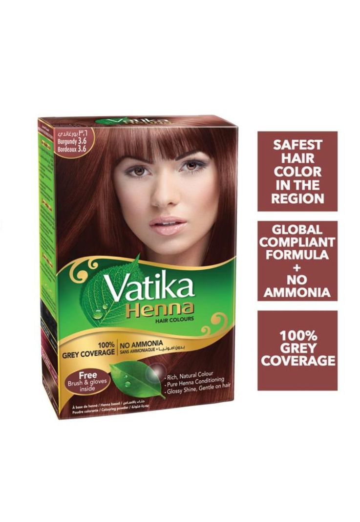 Vatika Henna Tintura Coloración Borgoña 6 Sachets-2