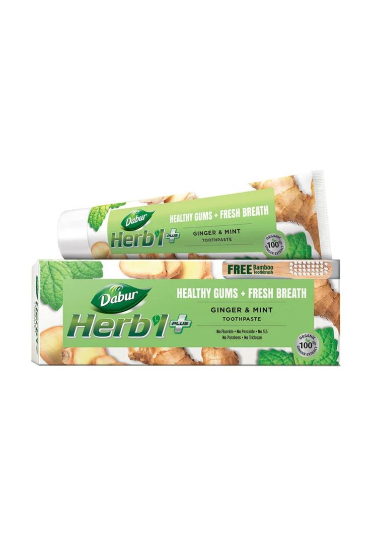Dabur Herb'l Pasta Dental Ginger & Mint + Cepillo de Dientes 150 gr-0