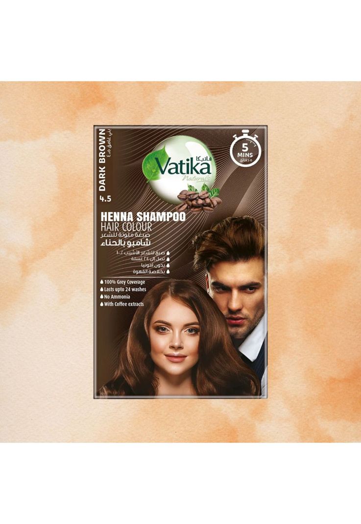 Vatika Henna Colour Shampoo Dark Browm 20 ml X Sachets-1