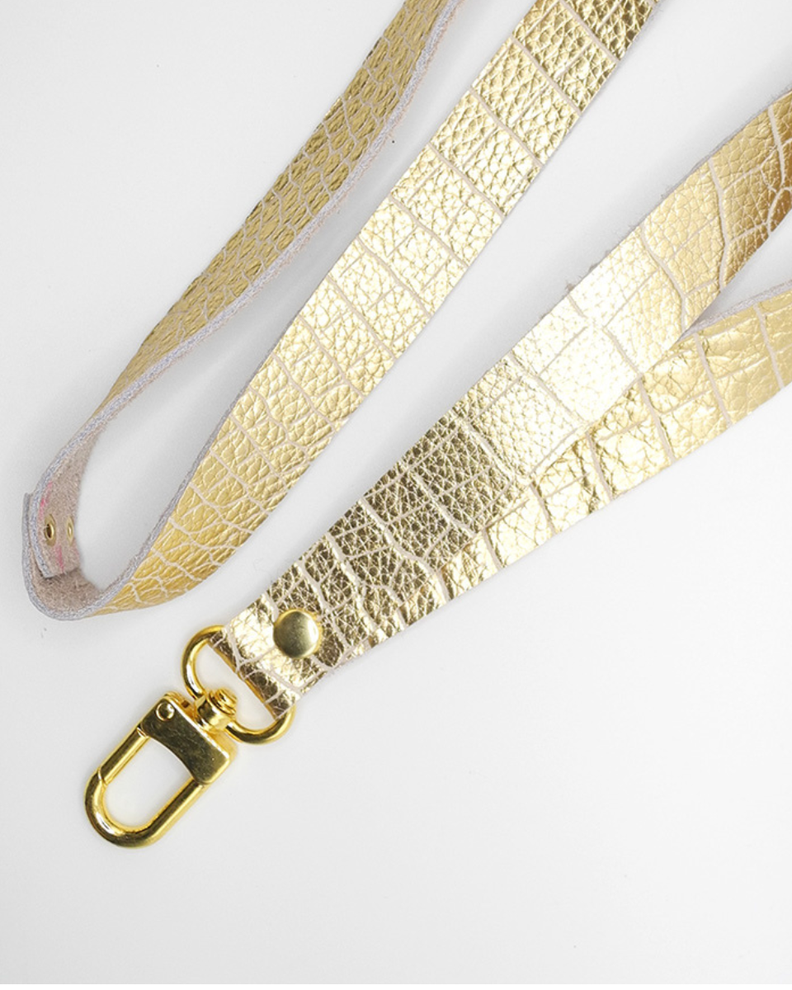 Lanyard de cuero Dorado Caimán-1