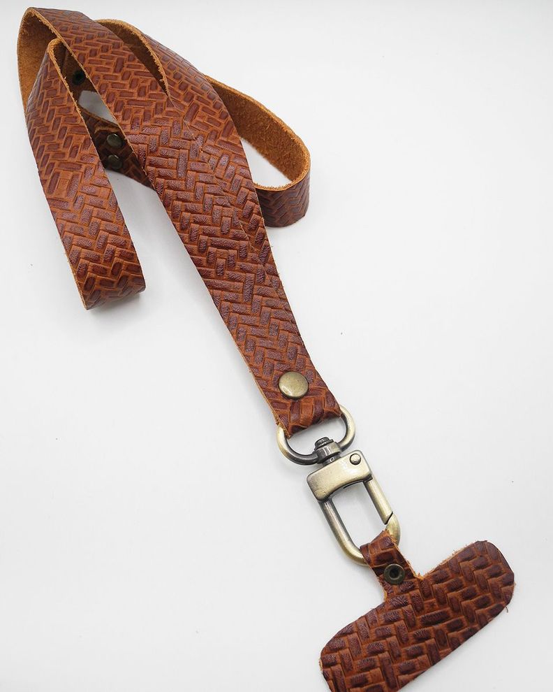 Lanyard de cuero Mimbre café-1