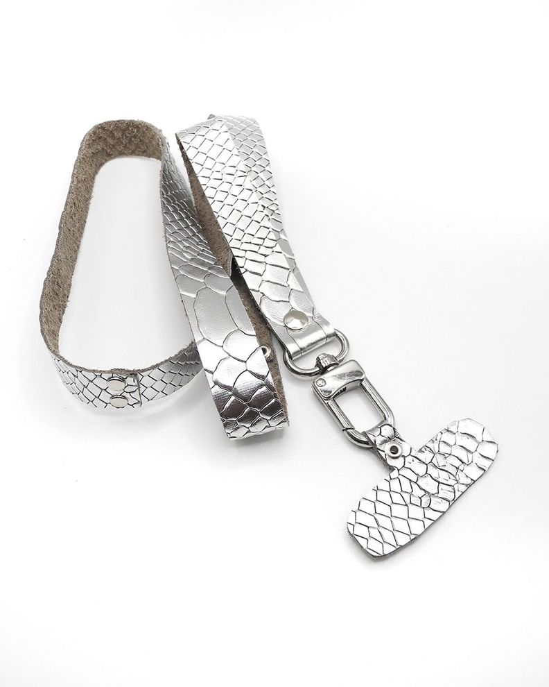 Lanyard de cuero Plata Caimán-0
