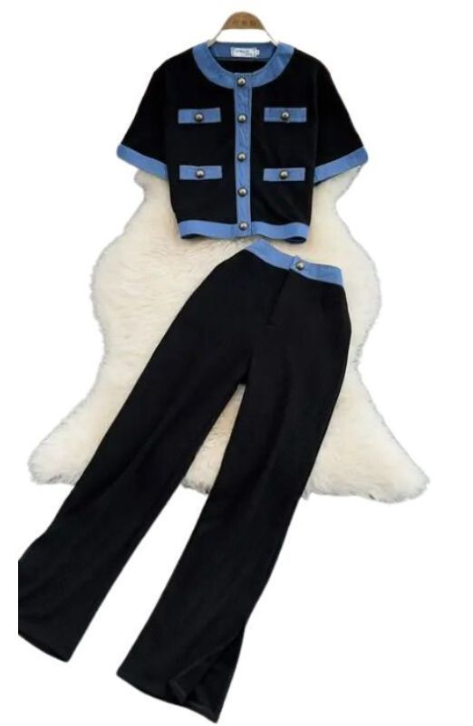 Conjunto Top Pantalón Vanguardista Negro-0