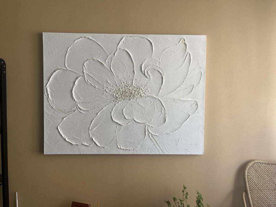 Cuadro Flor Blanca con Relieve-1