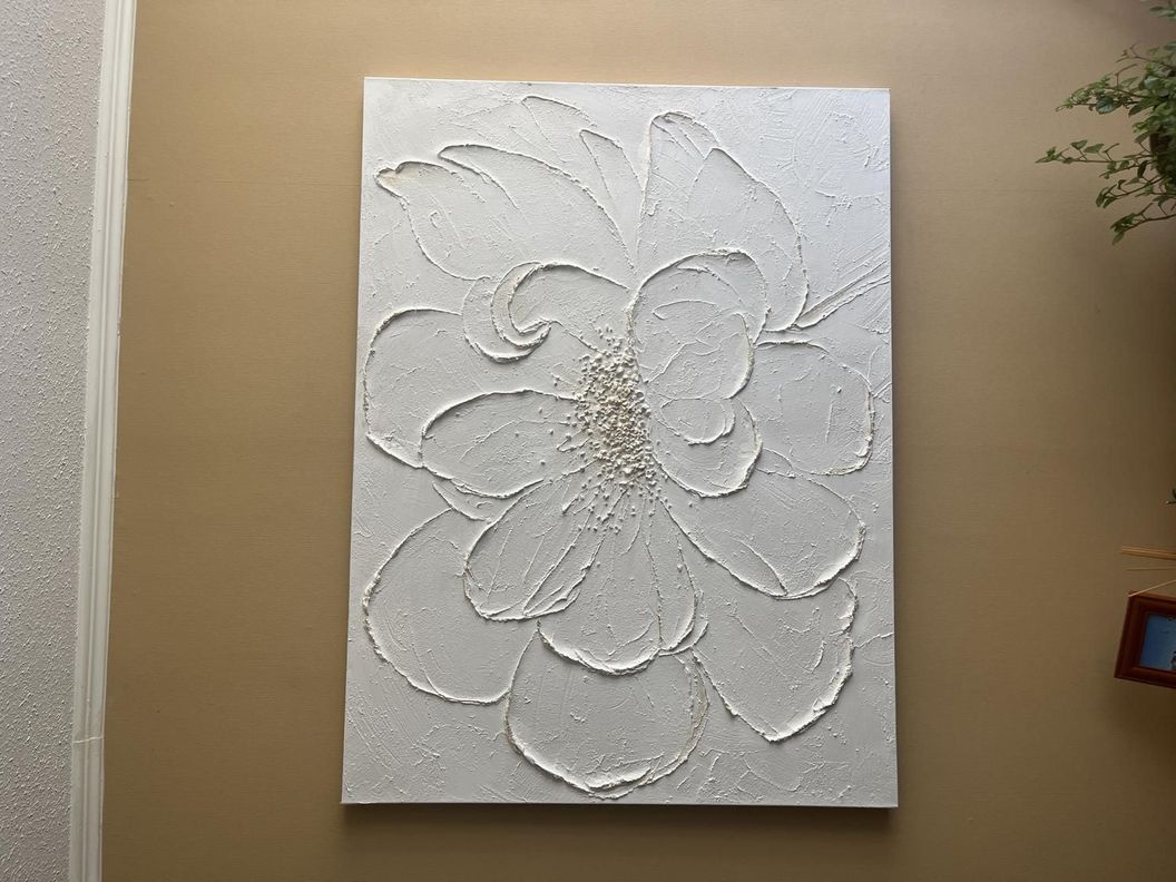 Cuadro Flor Blanca con Relieve-3
