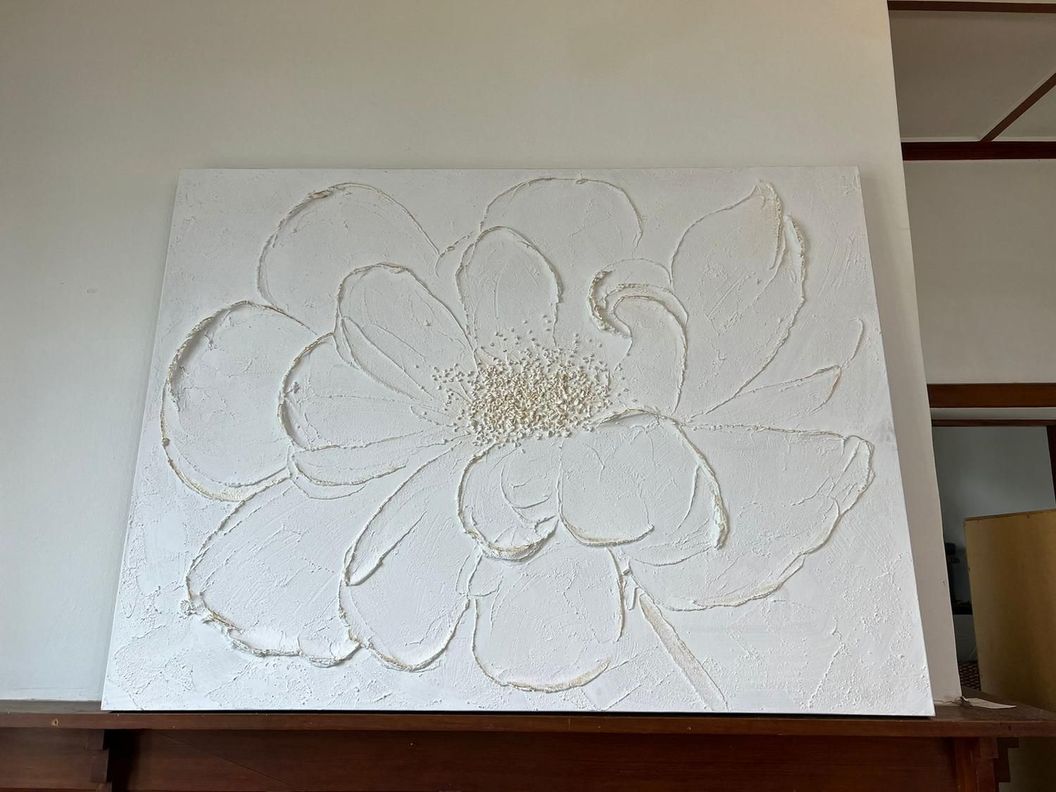 Cuadro Flor Blanca con Relieve-4