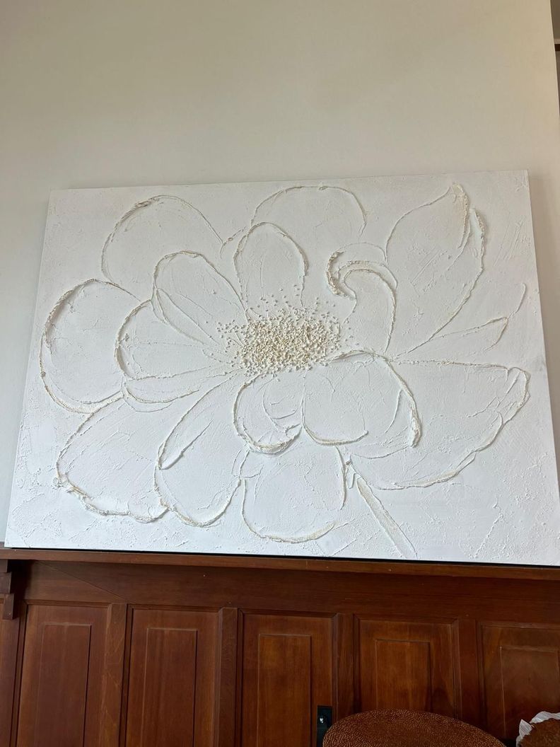 Cuadro Flor Blanca con Relieve-5
