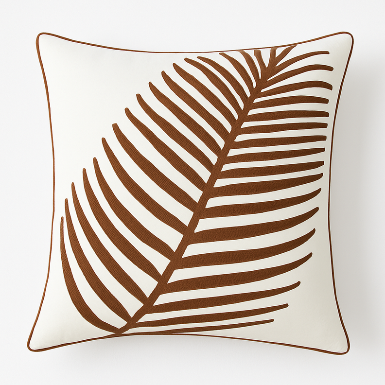Funda de Cojín Hoja Café 45x45 cm Decorativa-1