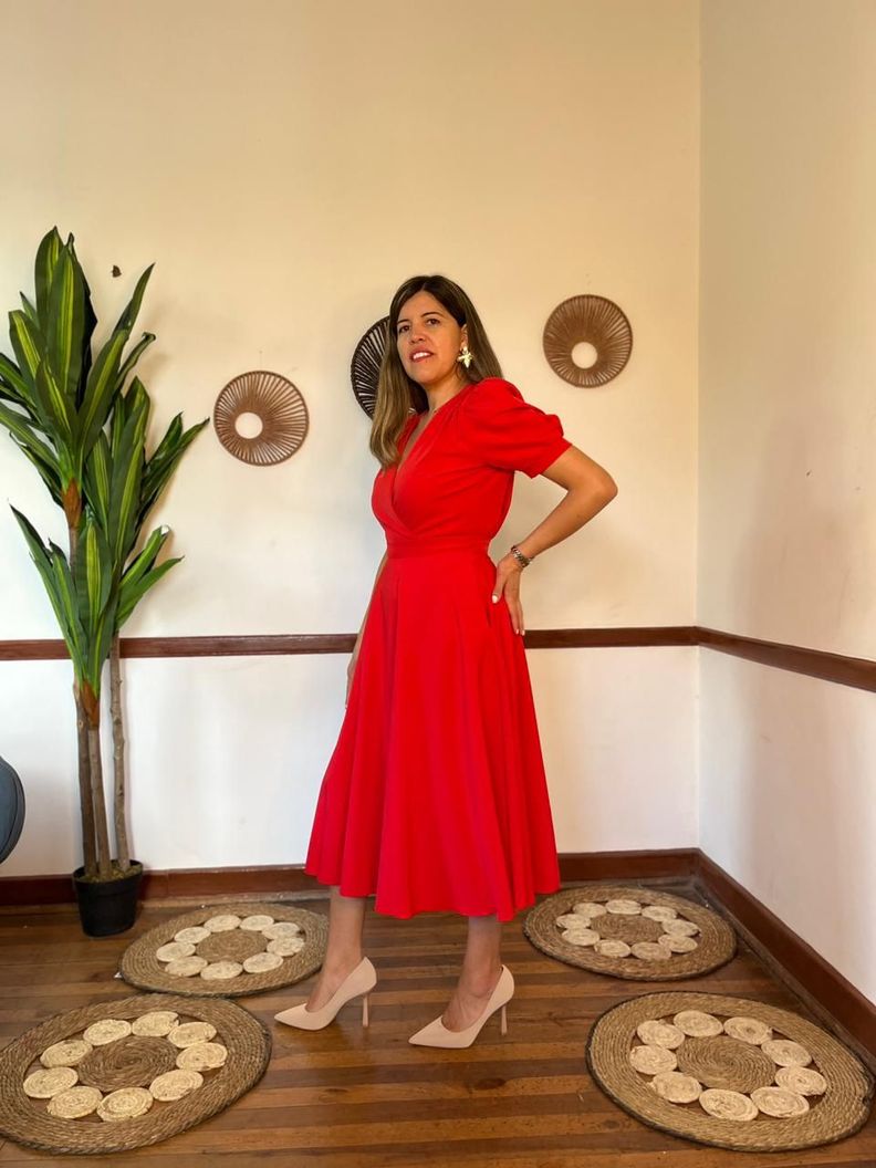 Vestido Falda Vuelo Rojo-1