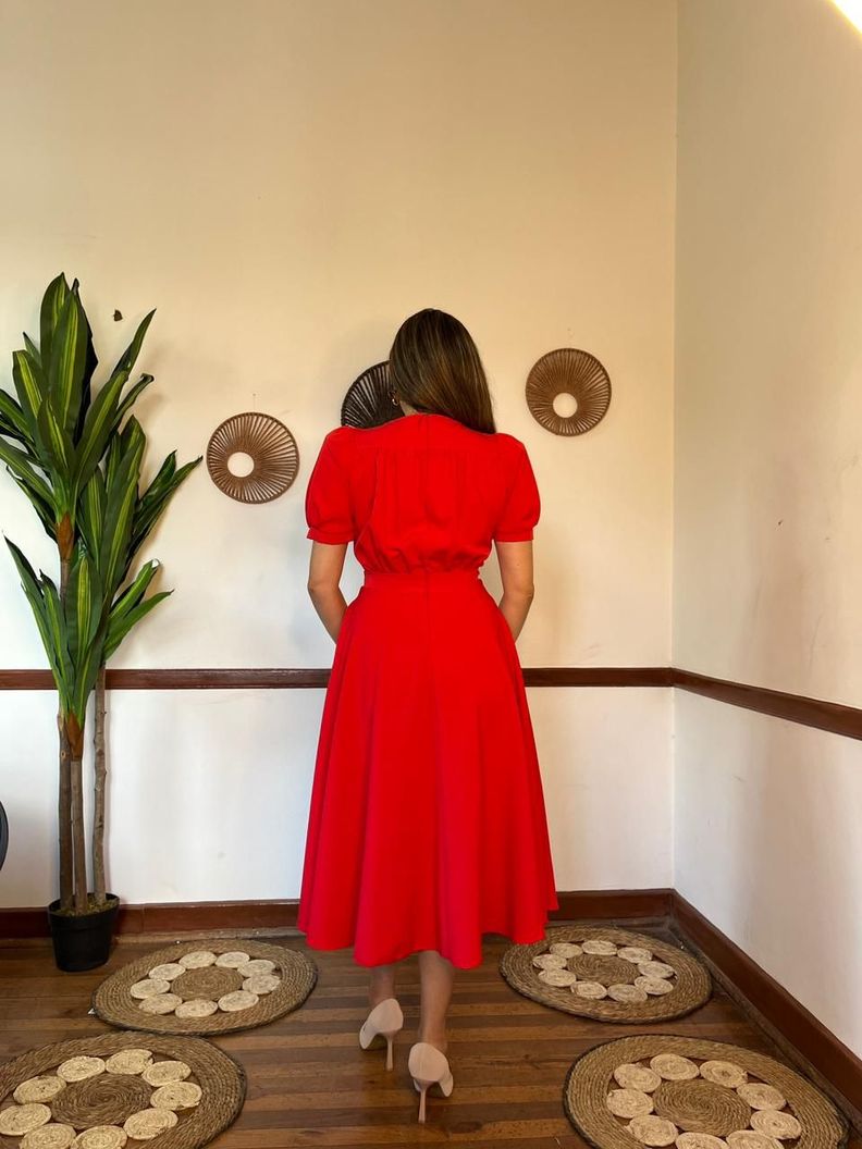 Vestido Falda Vuelo Rojo-2