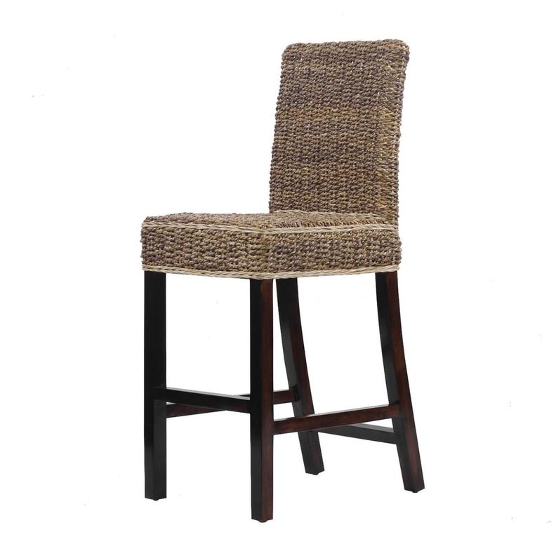 Silla Taburete de Bar Rattan Natural Con Hoja de Plátano-1