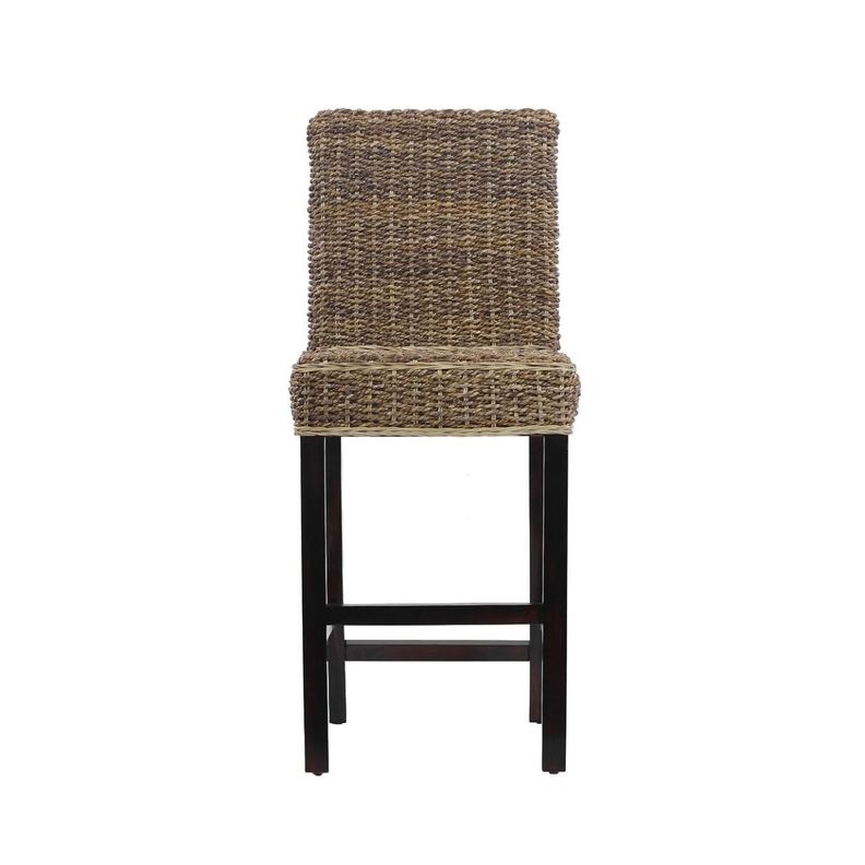 Silla Taburete de Bar Rattan Natural Con Hoja de Plátano-2